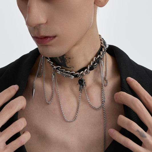 WRAPPED NICHE CHAIN BLACK NECKLACE Z51