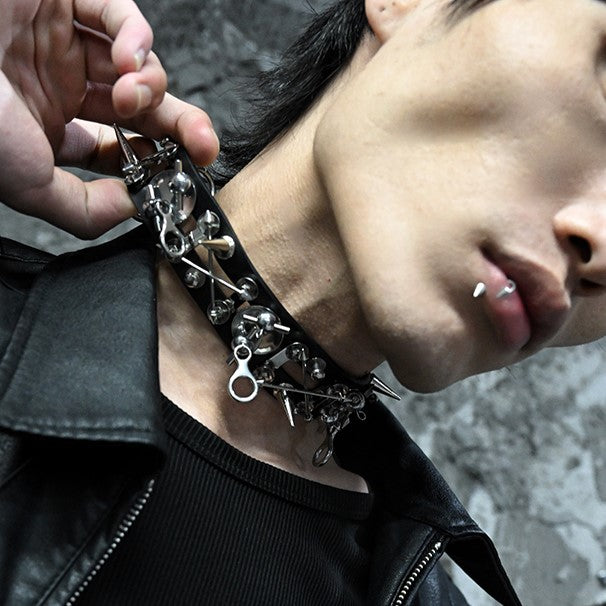 PUNK LEATHER CHOKER Z46