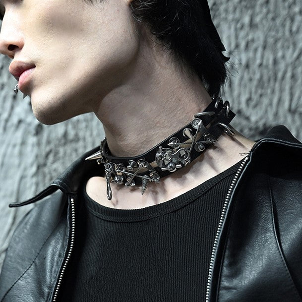 PUNK LEATHER CHOKER Z46