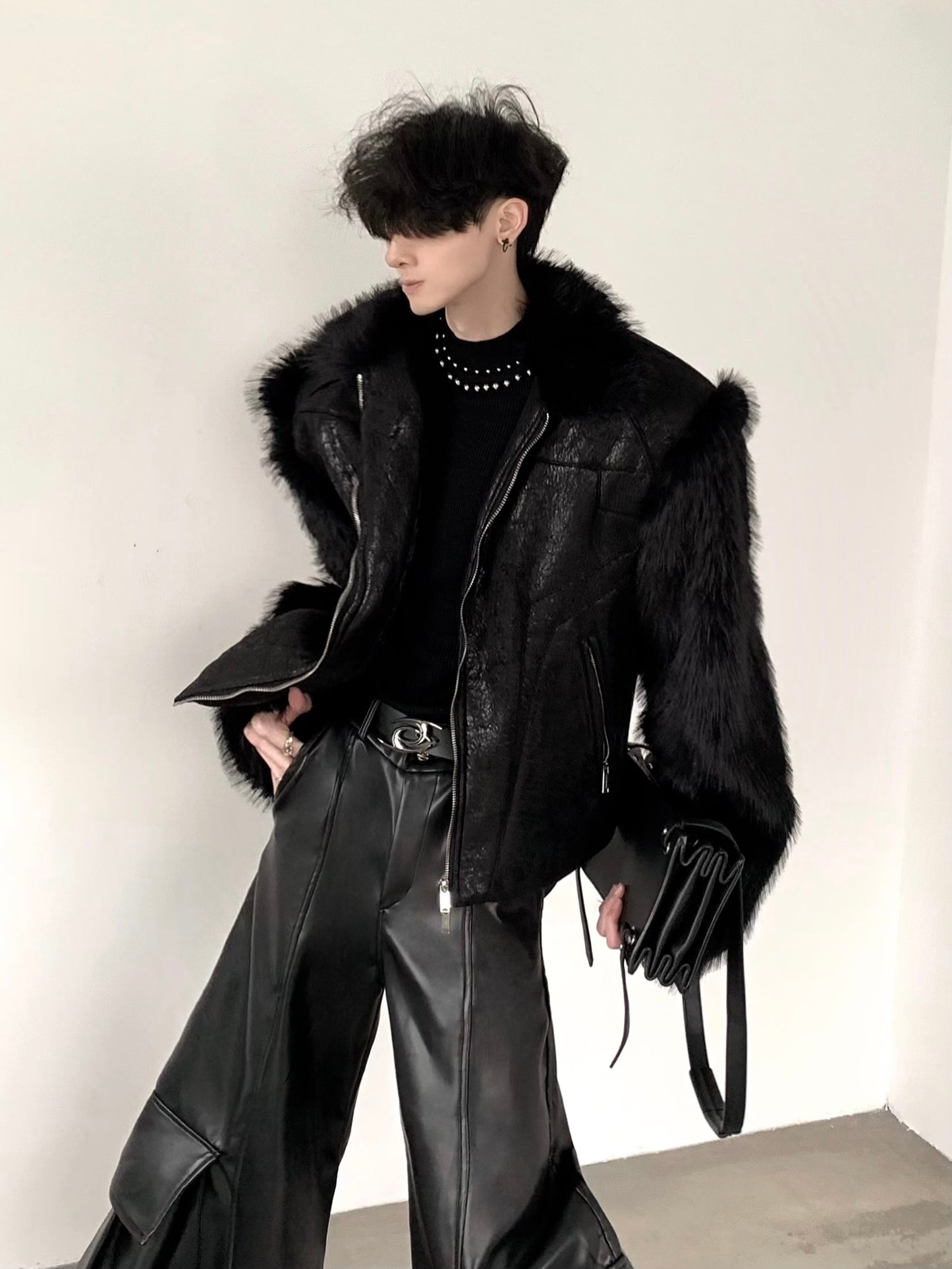 FUR LEATHER JACKET Z71