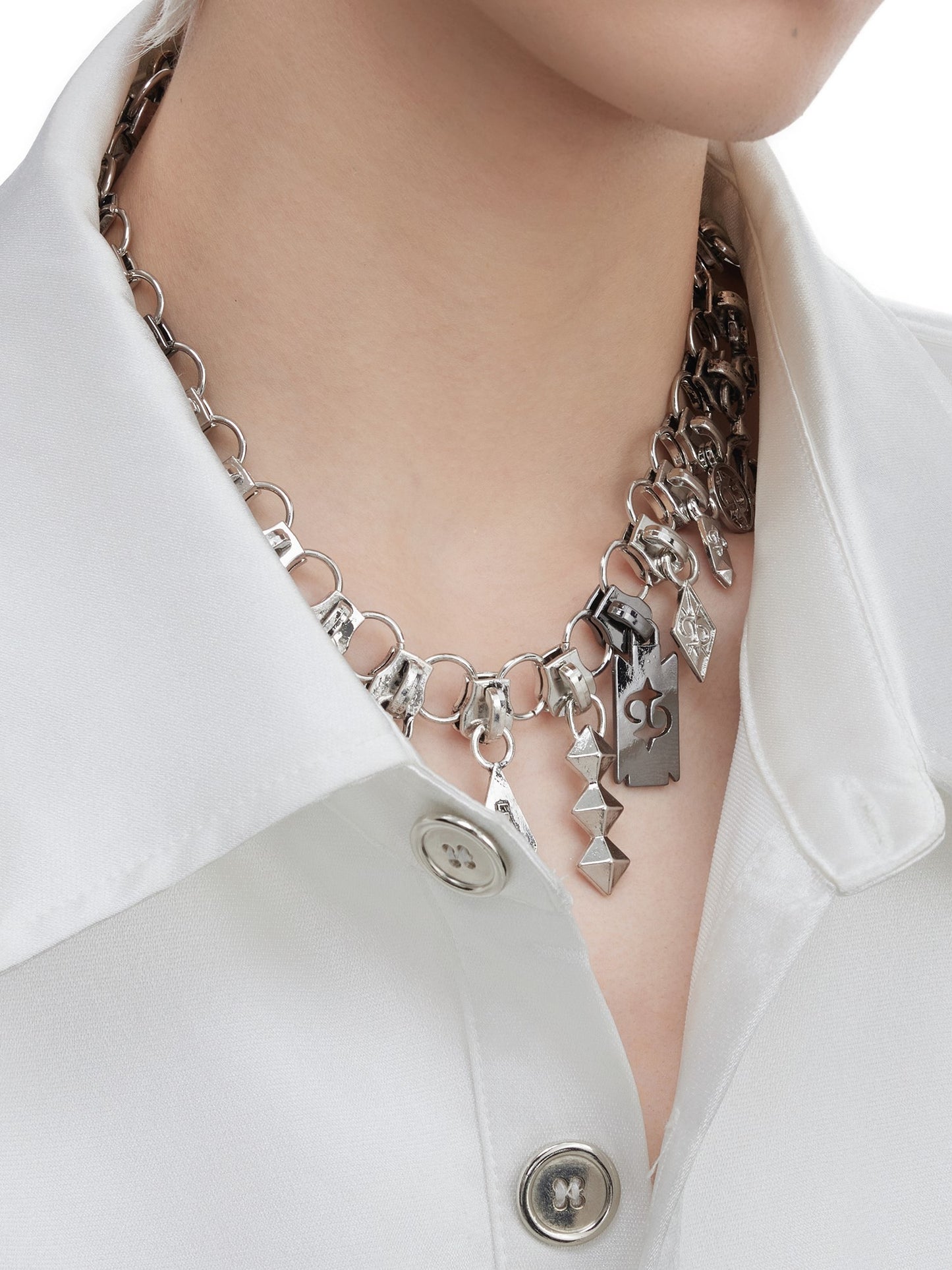 ZIPPER METAL PATTERN NECKLACE Z62