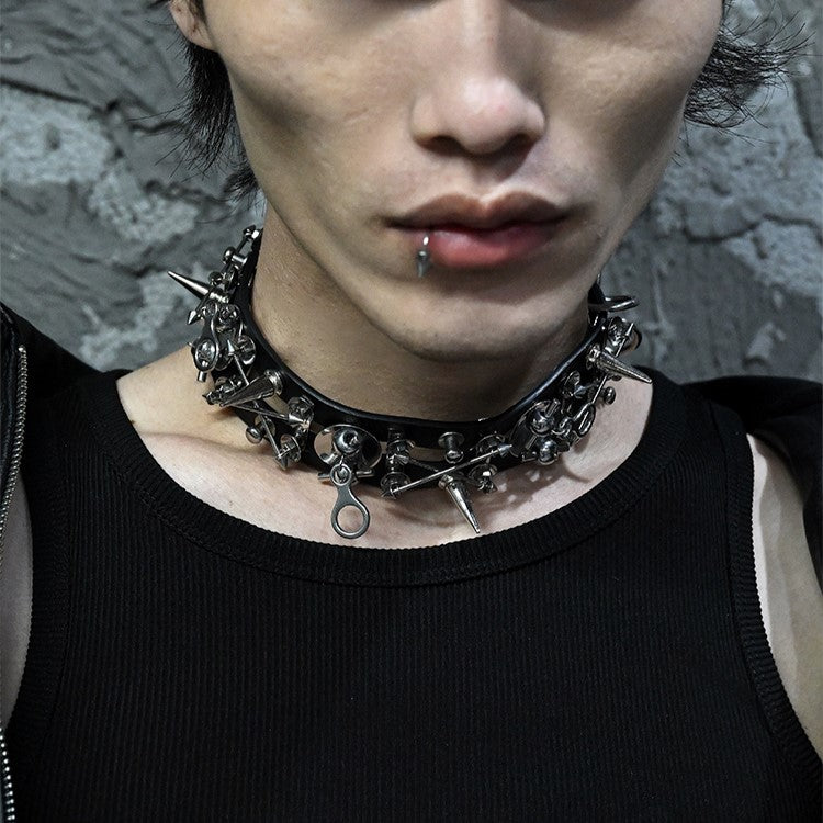 PUNK LEATHER CHOKER Z46