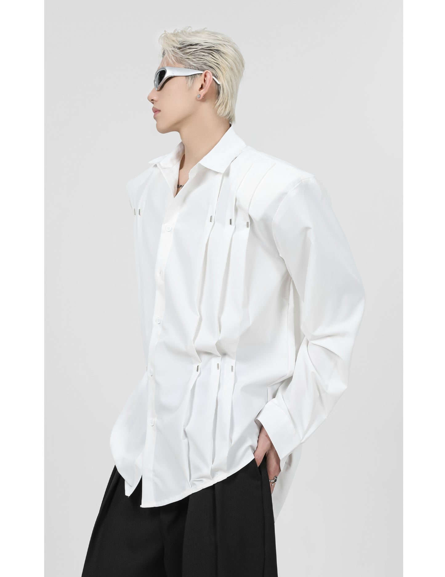 PLEATED LONG SLEEVE SHIRT Z151